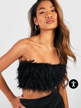 Mad for Love black feathered tube top